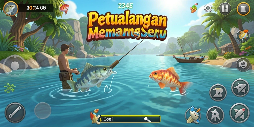 Gameplay menangkap ikan yang seru dan menantang.