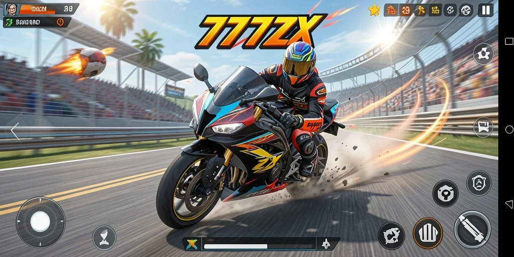 Tampilan gameplay balapan motor yang seru dan menarik.