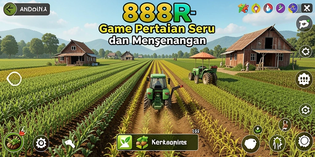 Screenshot utama 888R menampilkan aksi pertanian yang seru.