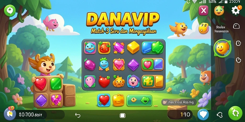 Tampilan gameplay <strong>DANAVIP</strong> dengan warna-warni yang menarik.