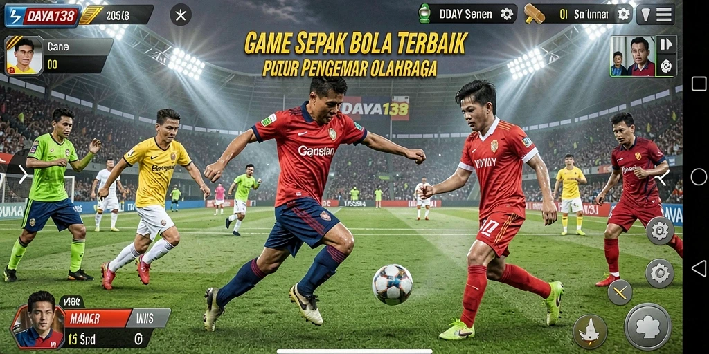Screenshot menunjukkan aksi mendebarkan dalam pertandingan sepak bola.