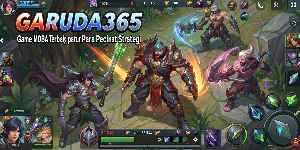 Tampilan gameplay GARUDA365 dengan pertempuran seru antar hero.