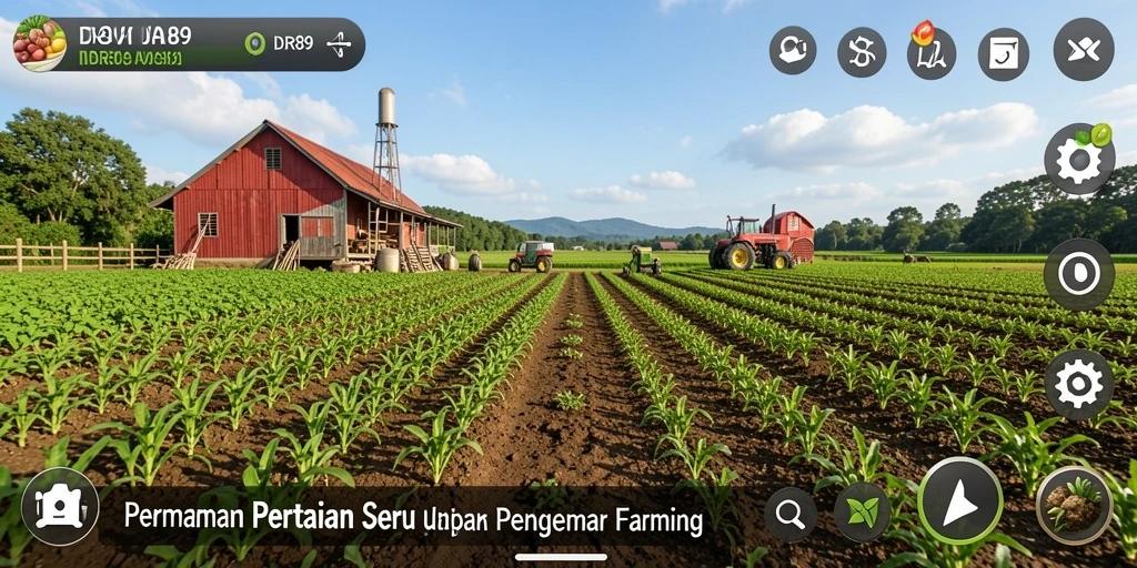 Tampilan gameplay IDR89 yang menarik dengan grafis pertanian yang hidup.