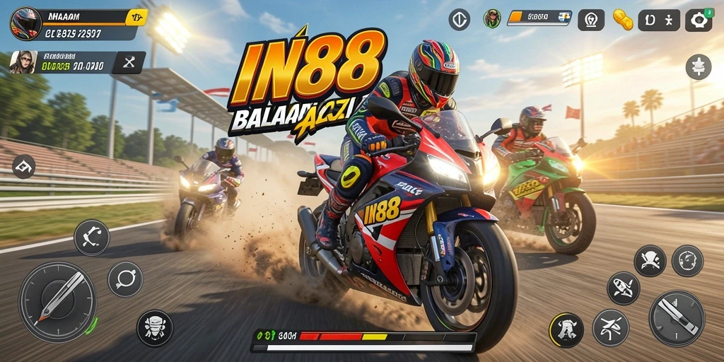 Tampilan gameplay balapan motor yang mendebarkan dan seru.