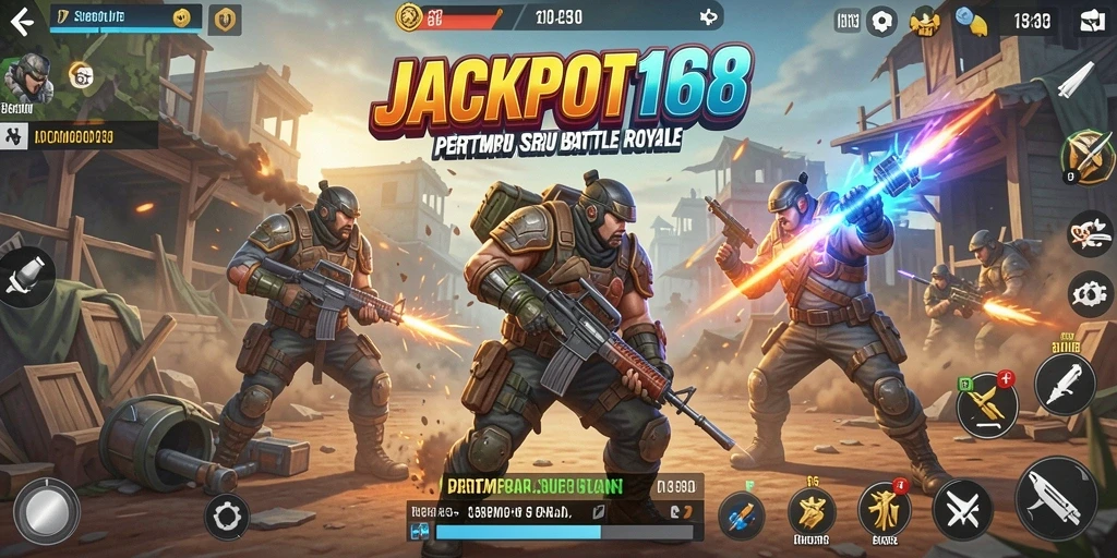 Tampilan gameplay mengesankan dari JACKPOT168 dalam aksi Battle Royale.