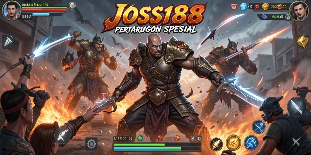 Screenshot yang menampilkan gameplay JOSS188 dengan pertarungan yang intens.