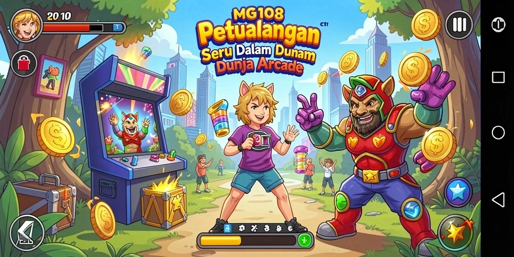 Screenshot MG108 menampilkan gameplay Arcade yang seru dengan grafis menarik.