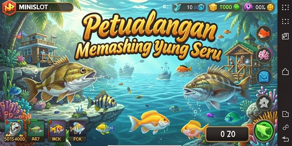 Gameplay MINISLOT yang menampilkan keindahan alam saat memancing.