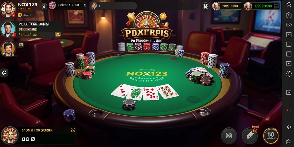Gameplay menarik dalam NOX123 menampilkan aksi Poker yang seru.