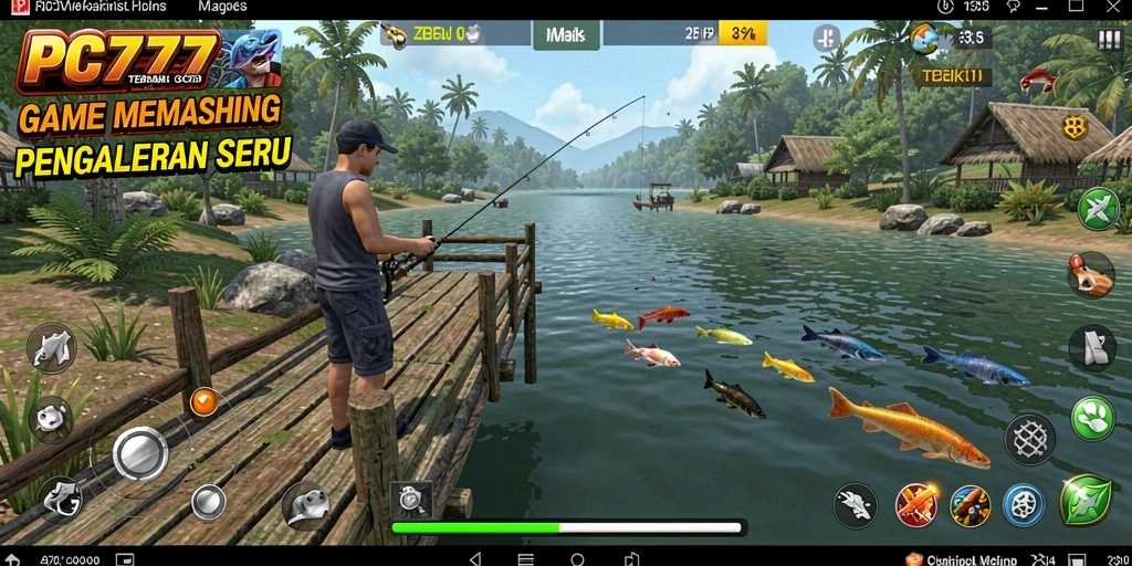 Tampilan gameplay PC777 yang mendebarkan saat menangkap ikan.