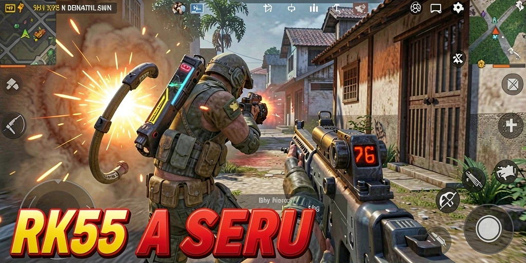 Screenshot gameplay RK55 menampilkan duel seru dalam pertempuran TPS.