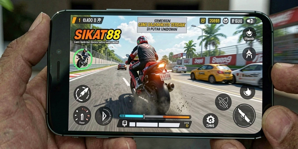 Gameplay seru SIKAT88 dengan balapan motor yang menegangkan.