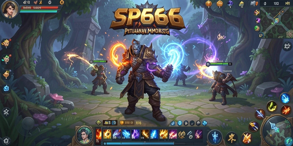 Tangkapan layar utama SP666 menampilkan aksi pertempuran yang mendebarkan di dunia MMORPG.