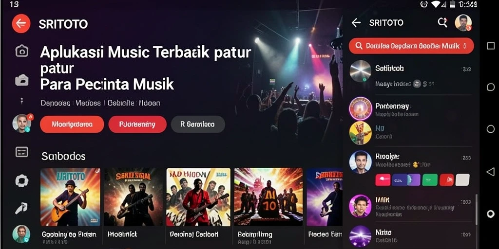 Tampilan screenshot SRITOTO menampilkan pengalaman mendengarkan musik yang interaktif.