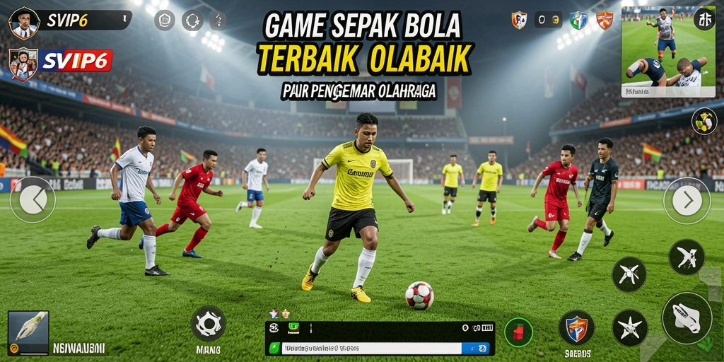Screenshot gameplay SVIP6 dengan aksi sepak bola yang seru.